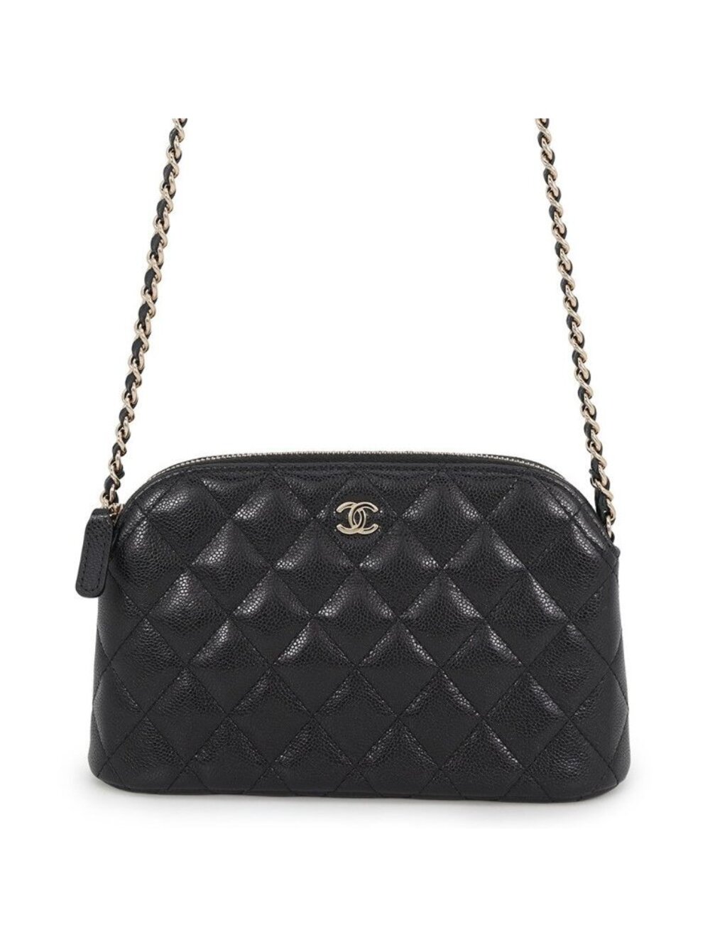 Chanel Chain Shoulder Bag CC Logo Classic Quilted Caviar Leather Black